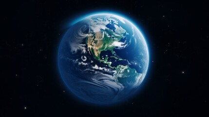 Obraz premium Planet Earth showcased in vibrant blue with swirling clouds from a space perspective.