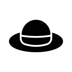 Illustration vector graphic icon of Pamela Hat. Solid Style Icon. Clothes Themed Icon. Vector illustration isolated on white background. Perfect for website or application design.