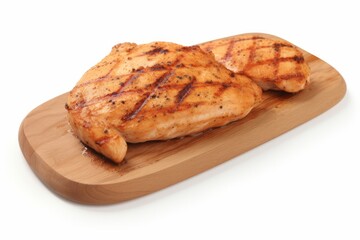 Grilled Chicken Breast Cut, Seasoned and Char-Grilled, on a White Background, Generative AI