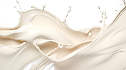 Fresh white milk liquid splash wave on white Background. generative AI - obrazy, fototapety, plakaty