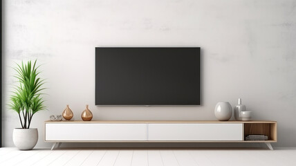 Mockup wall mounted with decoration in living room and white wall.