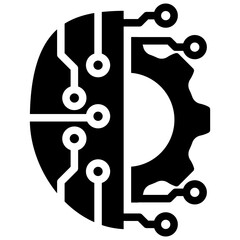 Gears glyph icon. relate to robotic engineering and technology theme. use for UI or UX kit, web and app development.