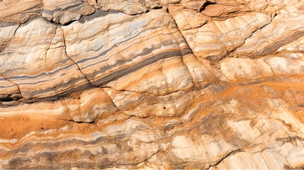 Textured Rock Surface in Nature, Abstract Geology Pattern with Layers of Red and Brown Sandstone and Erosion Details