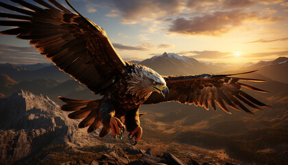Fototapeta premium Majestic hawk soars in the sky, embracing freedom and beauty generated by AI