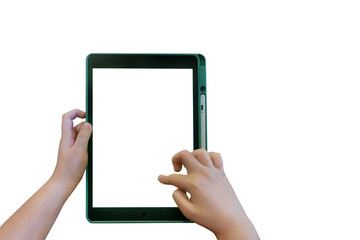 Boy's hand holding a tablet PNG transparent