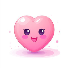 cute kawaii pink smiling heart, Valentine's Day postcard, Valentine's Day card, generative AI