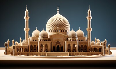 Fototapeta premium An illustration of a mosque with a golden brown color that is majestic and luxurious. generative AI