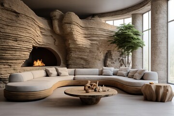 Illustration 3D rendering large luxury modern bright interiors Living room mockup computer digitally generated image Generative AI