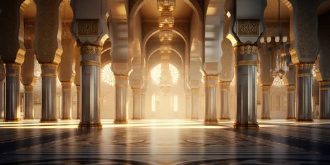 Foto auf Alu-Dibond Photo of interiors in a magnificent and beautiful mosque. generative AI © original logo