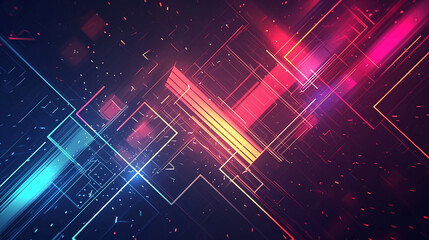 Obraz premium Neon background with arrows and ascending lines.