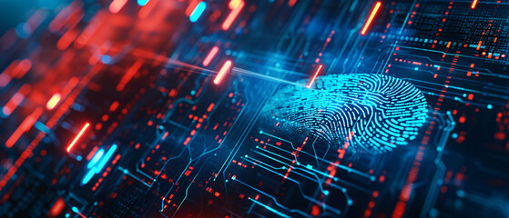 Obraz premium 2FA authentication with fingerprint background.