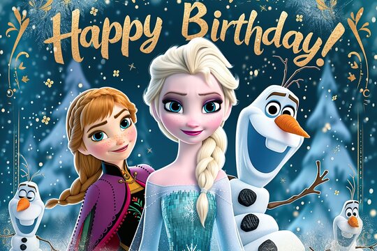 adorable frozon movie cartoon characters birthday 