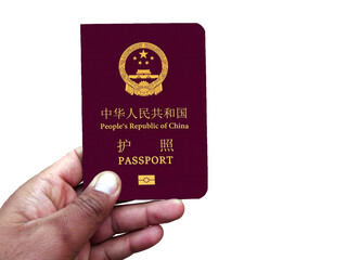 China passport holding in hand
