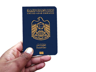 Dubai passport holding in hand