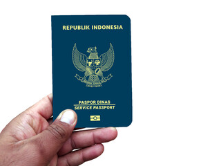Indonesia passport holding in hand