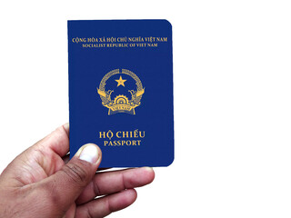 Vietnam passport holding in hand