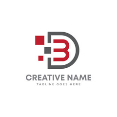 Initial letter D B and Pixel Digital marketing, data analysis and wealth management money security company logo design