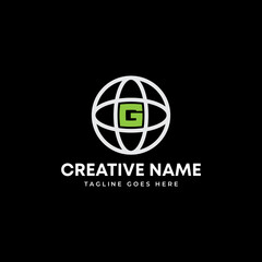 Initial letter G and Globe Digital marketing, data analysis and wealth management money security company logo design