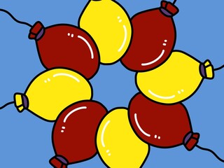 pattern with red and yellow balloons. illustration