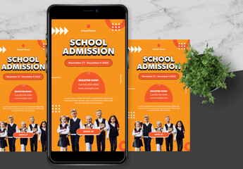 Orange School Admission Social Media Story - obrazy, fototapety, plakaty