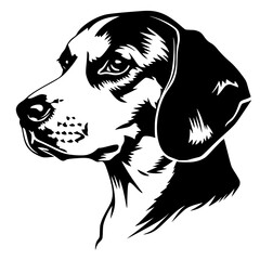 Beagle Dog Black and White Silhouette Vector SVG Laser Cut T- Shirt Design Print Generative AI