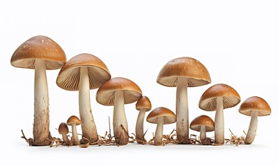 Pile of fresh mushrooms in photo on white Background. generative AI