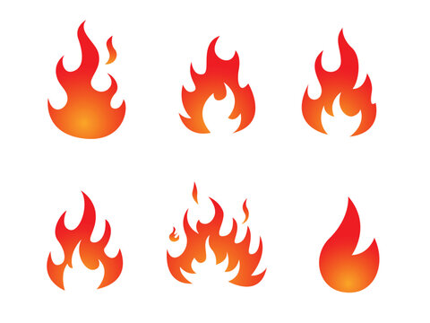 Fire. Red flame in abstract style vector flat design