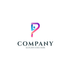 Creative logo where the image of a person is inside the letter P
