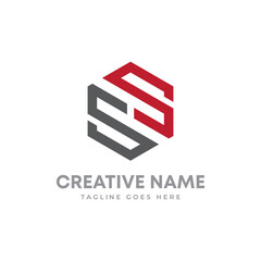 Letter S S hexagon shape monogram logo design