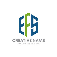 Letter E F S hexagon shape monogram logo design