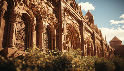 Ancient architecture, famous monument, old ruin, ornate decoration, gothic style generated by AI
