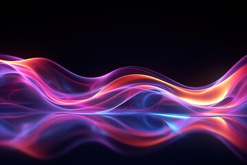 Naklejka premium Neon red and blue speed lines. Speed ​​of acceleration and movement. Light trails, motion blur effect. Night illumination in blue and red. Generative AI