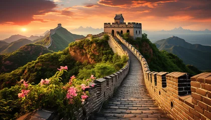 Fotobehang Majestic sunset over ancient Beijing, a breathtaking travel destination generated by AI © Jemastock