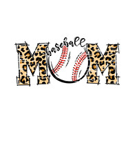 Baseball Mom Illustration, Mom Shirt Stencil, Baseball Mom, Mom Cut file, Mom Clipart, Baseball Mom Leopard Vector