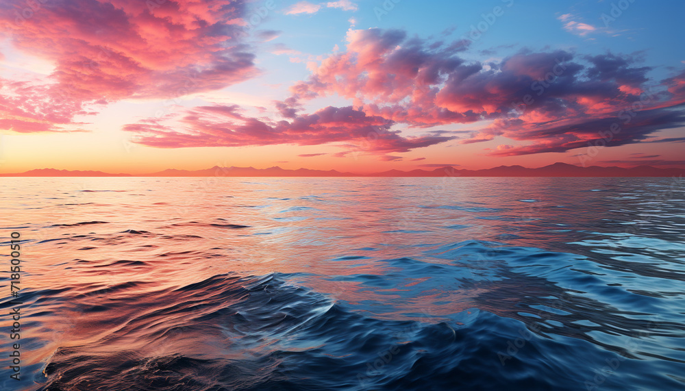 Canvas Prints sunset over the tranquil blue water, a picturesque summer seascape generated by ai