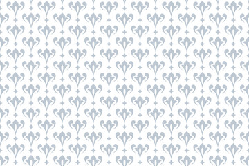 Flower geometric pattern. Seamless vector background. White and gray ornament. Ornament for fabric, wallpaper, packaging. Decorative print.