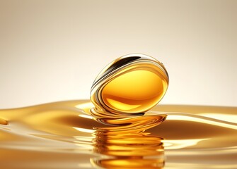 A golden yellow oil droplet that was wavy and shiny. generative AI