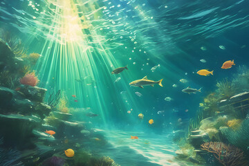 Underwater scene with fish