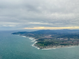 Bilbao, Spain - January 2, 2024: Aerial views of Bilbao and the surrounding region
