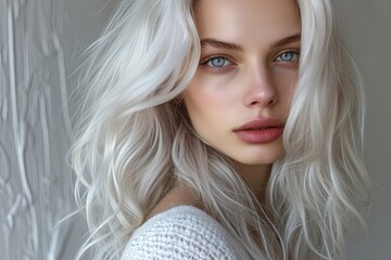 portrait of a woman with silver blonde hair  - obrazy, fototapety, plakaty