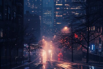 Brightly light city seen at night 