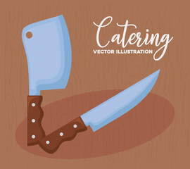 knife and machete food cutting vector illustration - obrazy, fototapety, plakaty
