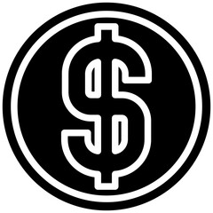 Obraz premium Dollar glyph icon black and white, icon graphic, Vector illustration