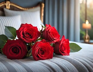 Fototapeta premium Luxurious Comfort with a Bouquet of Red Roses