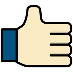 Thumb like coloured outline icon, icon graphic, Vector illustration