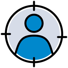 Customer Target Focus coloured outline icon, icon graphic, Vector illustration