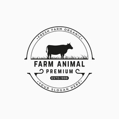 Retro vintage premium quality organic animal farm logo design. Logo for business, livestock, labels and badges.