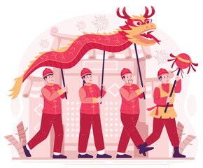 Chinese New Year, illustration of a dragon as an icon of the Chinese New Year's Day feeling
