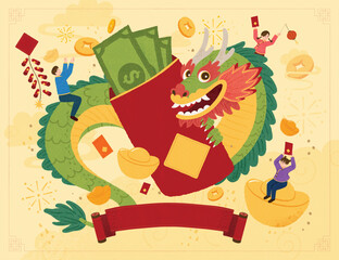 Chinese New Year, illustration of a dragon as an icon of the Chinese New Year's Day feeling