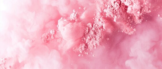 Soft Pink Cosmetic Mockup Powder on Pastel Background for Makeup Product Advertisement